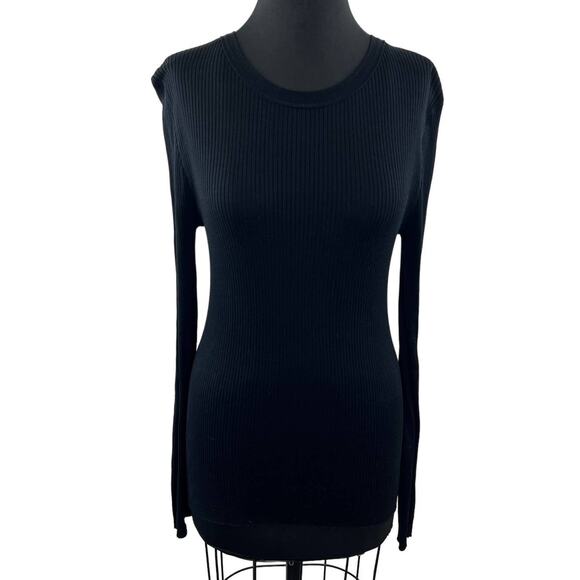 HUGO Sweaters - HUGO by Hugo Boss Black Ribbed Long Sleeve Round Neck Pullover Sweater Size M